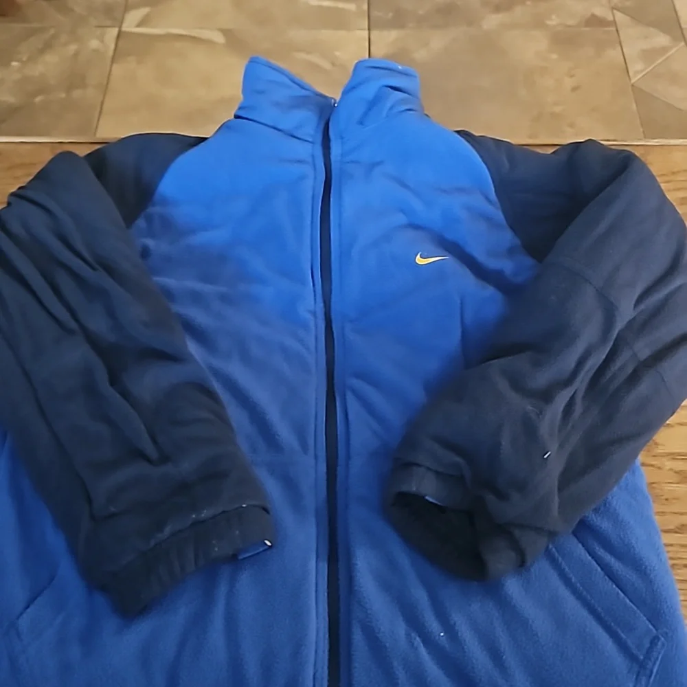VTG Nike Coat Reversible Jacket Blue Gray Yellow Winter Outdoor Boys 14-16